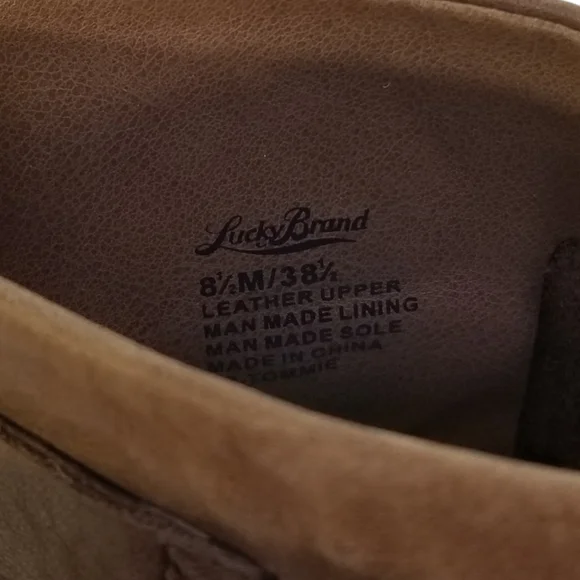 LUCKY BRAND Tommie Womens Cognac Leather Western Heeled Ankle Booties Size 8.5 - Picture 11 of 11